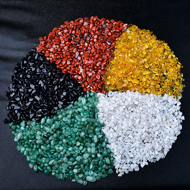 Natural Crystal Five-Element Crystal Gravel White Crystal Gravel Demagnetizing Stone Lucky Citrine Gravel Five-Color Raw Stone