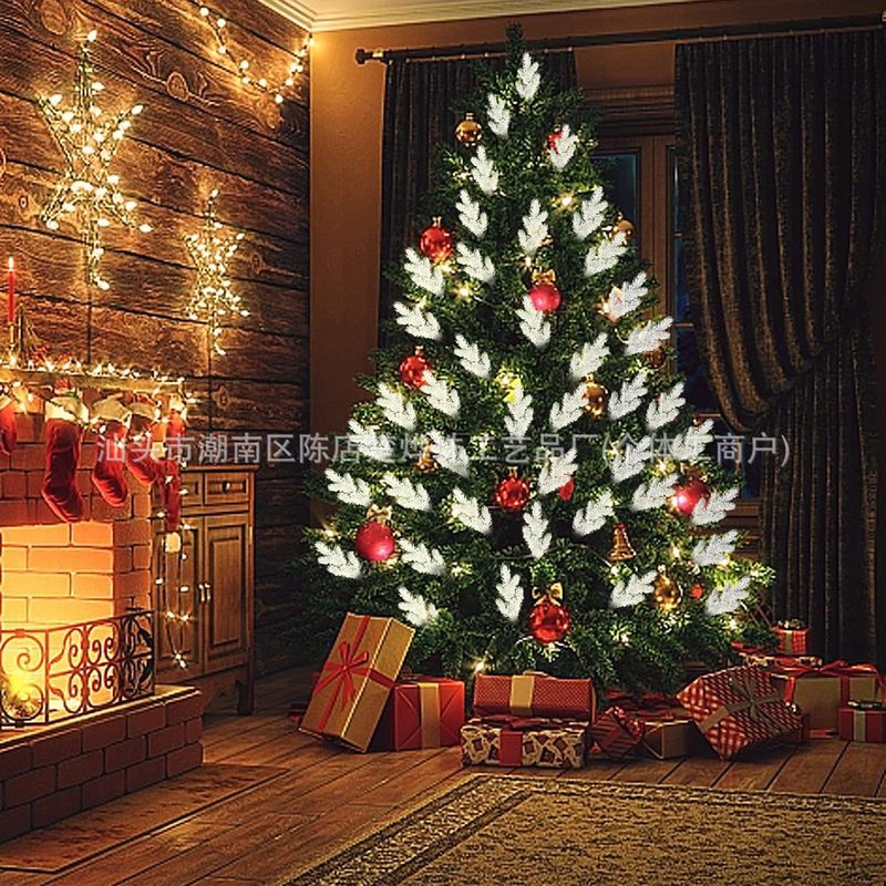 Amazon クロスボーダー クリスマス シミュレーション 植毛松葉枝 クリスマスツリー DIY フラワーアレンジメント 5叉 28cm アクセサリー 人工 PE|undefined