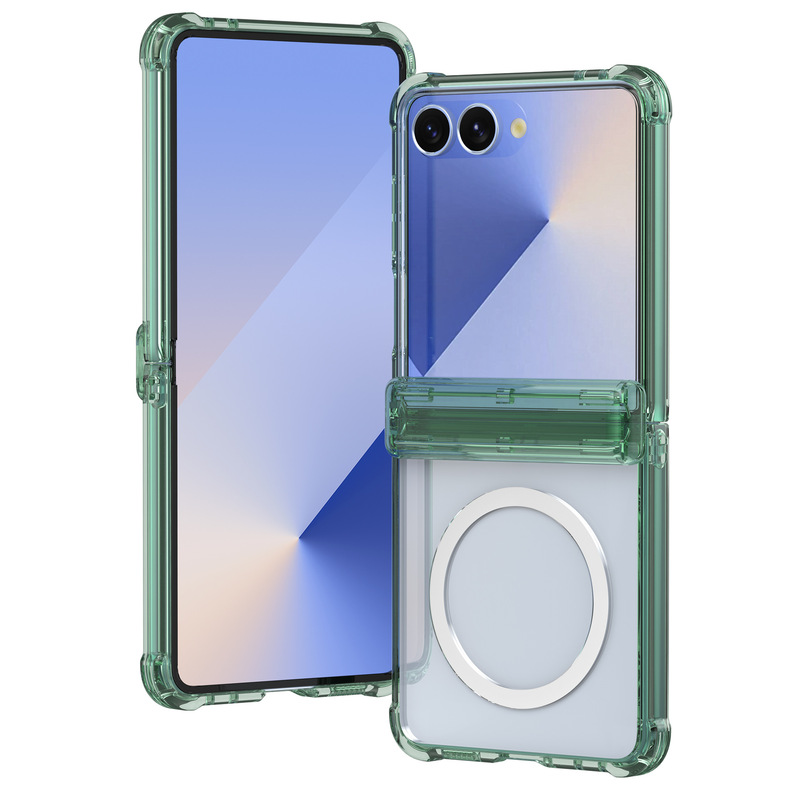 サムスン ZFlip7 携帯電話ケース、オールインクルーシブ回転軸エアバッグ、透明な内蔵磁気吸引 Flip6 保護カバーに適した国境を越えた|undefined
