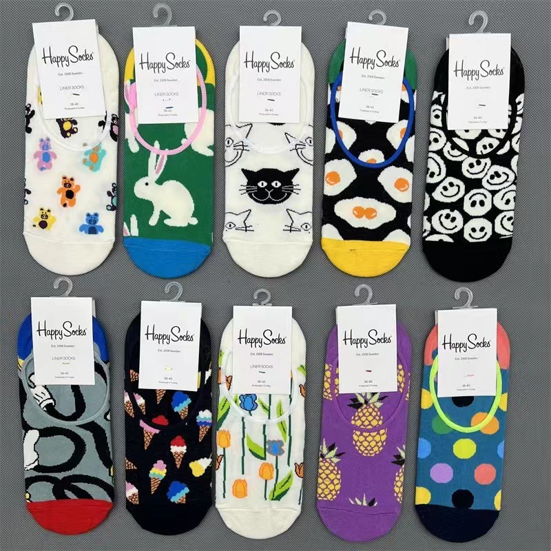 happysocks旗艦店女士船襪瑞典潮牌低幫淺口四季隱形防滑襪子潮襪