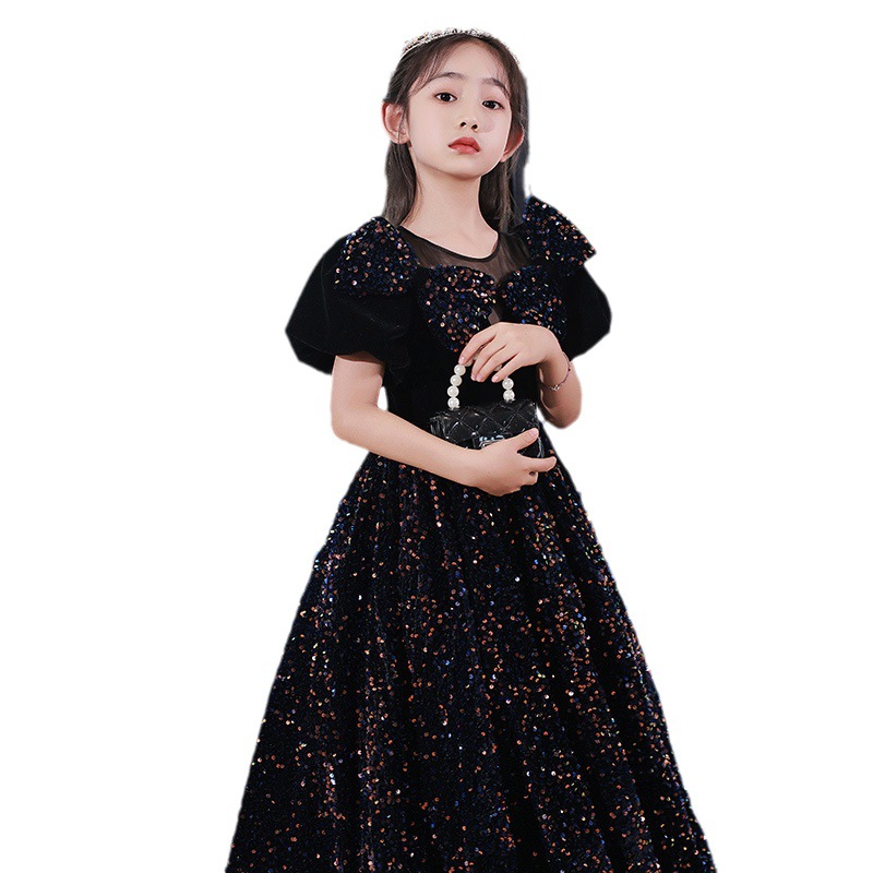 Girls Elegant Princess Evening Dress for Birthday Party Piano Recital And Host Performance Kids' Gown_voghion.com