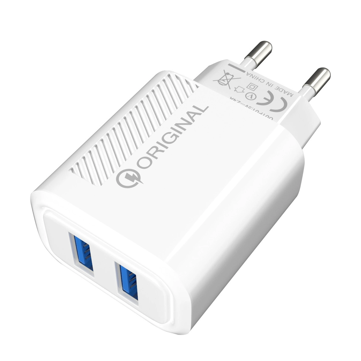 Двойной USB многопорт зарядное устройство для мобильного телефона 2.4A быстрая вставка, питание через заголовок 2U настенное зарядное устройство европейская и американская оптовая торговля