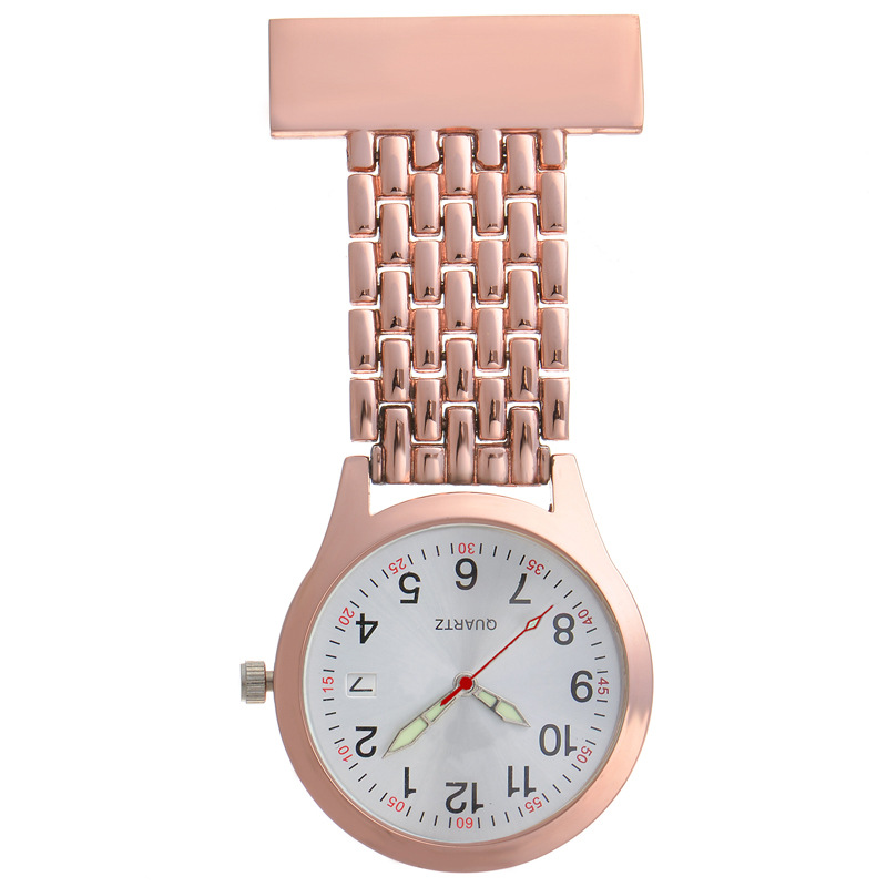 New double calendar medical pocket watch calendar nurse watch hanging watch men's chest watch pin buckle waterproof lettering stopwatch