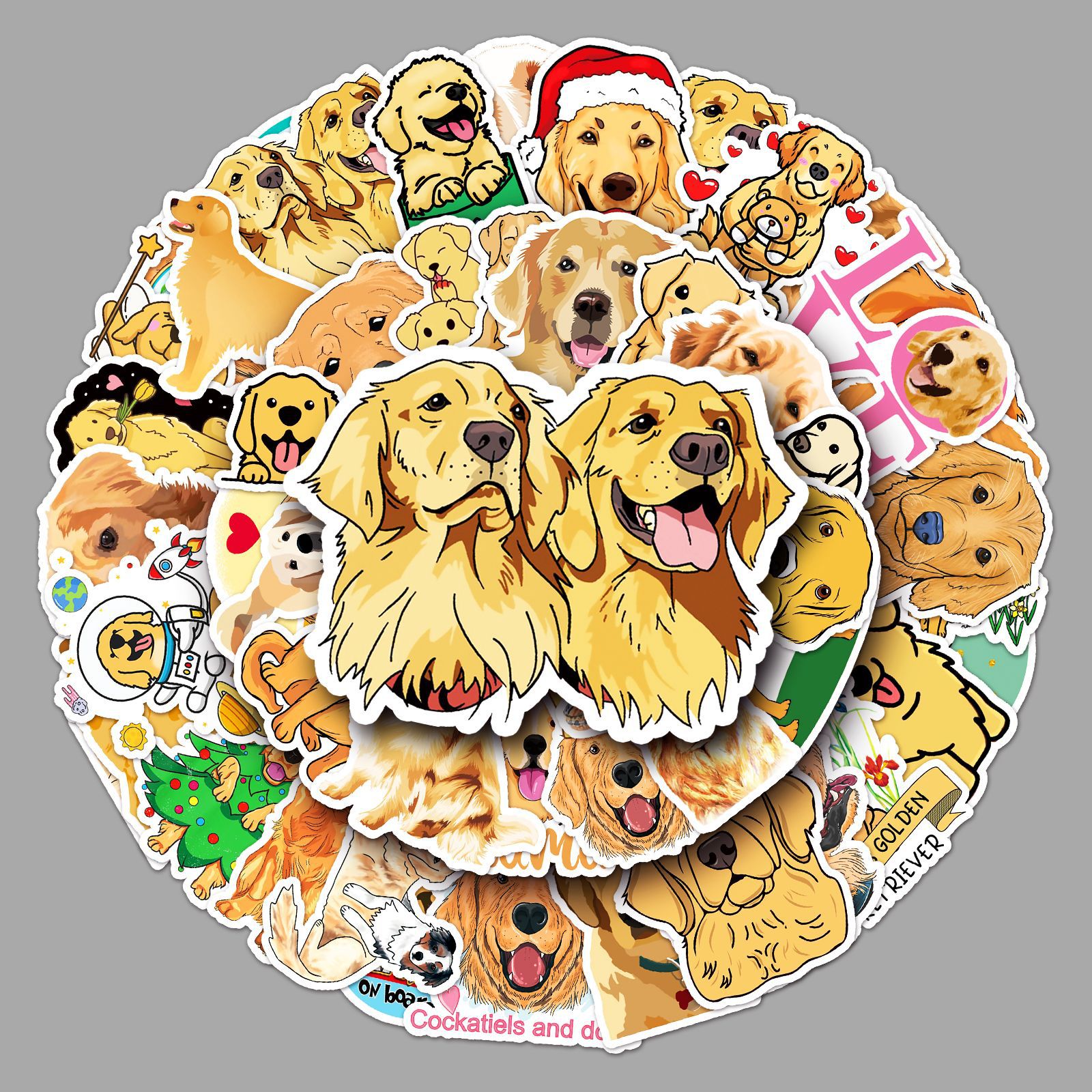 50 golden retriever cute cartoon luggage stickers personalized trend graffiti laptop car foreign trade decoration