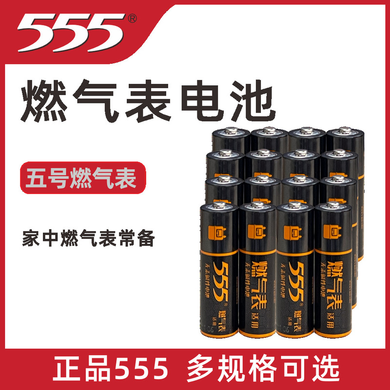 555 Brand No. 5 Alkaline Battery for Gas Meters, Aa 1.5V High Current Leak-Proof Industrial Wholesale Pack