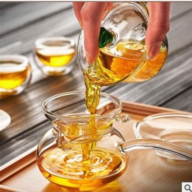 Fábrica al por mayor cubierta de vidrio tazón de vidrio borosilicato sancai taza Kung Fu juego de té tostado taza de té cubierta de la taza