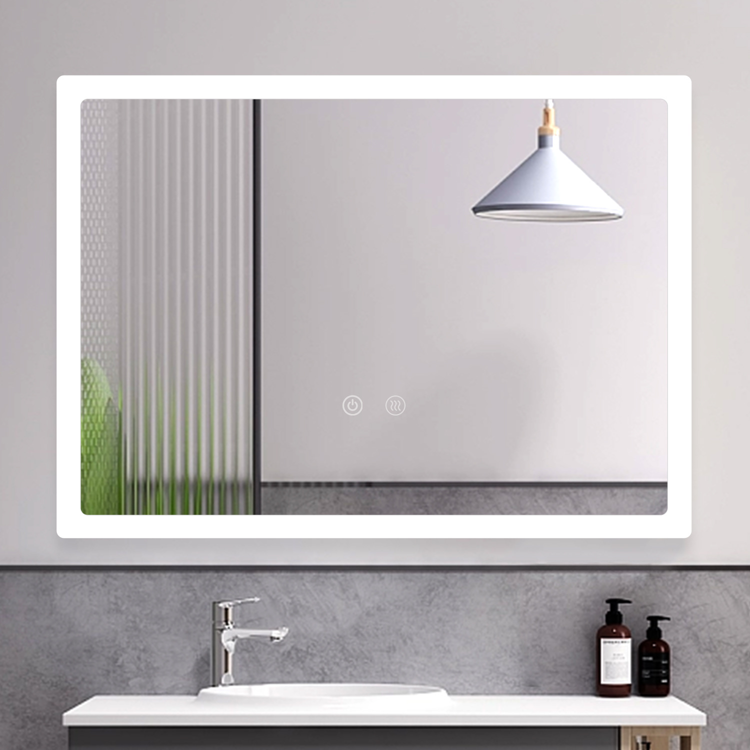 Cross -border square Nordic style LED smart bathroom mirror toilet…