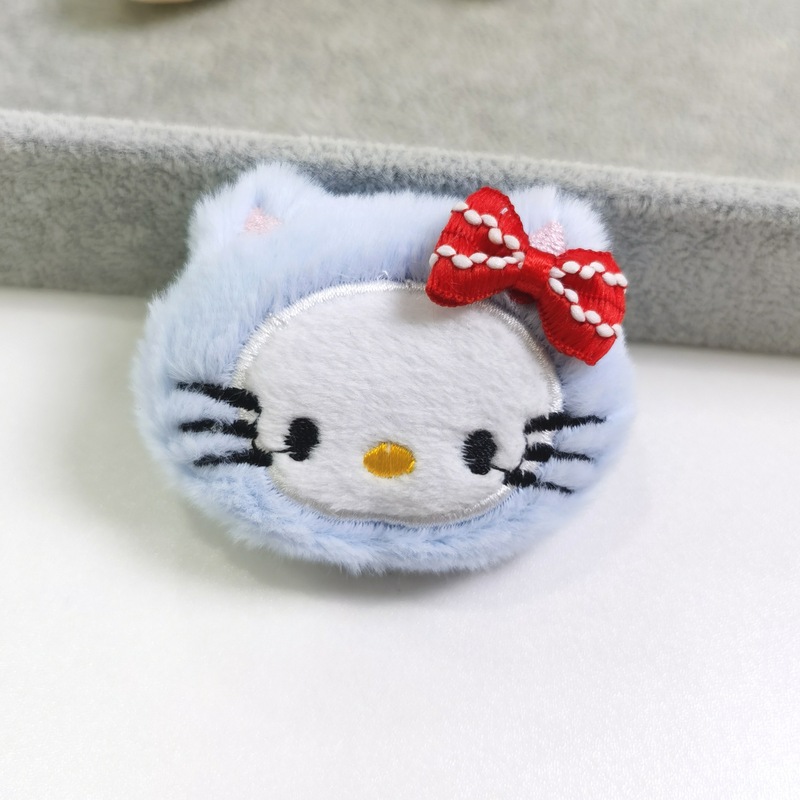 かわいい綿入りkt猫の頭飾りストラップ子猫アクセサリーブローチ服キーホルダーdiy蝶結びアクセサリー|undefined