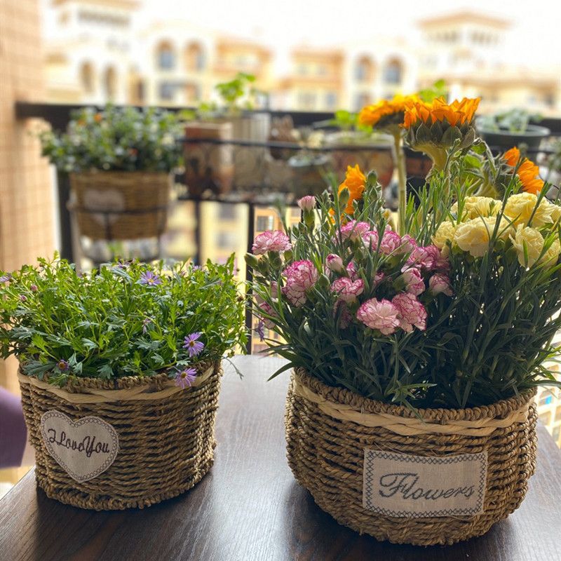 藤编花篮草编花盆编织柳编绿植壁挂鸡蛋鲜花插花手提水果礼品篮子