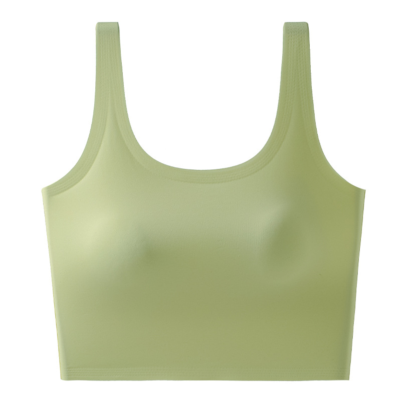 Chaleco de cinturón de primavera y verano femenino sin anillo de acero con cojín de pecho fijo no correr taza hermosa espalda transpirable color sólido sin usar sostén