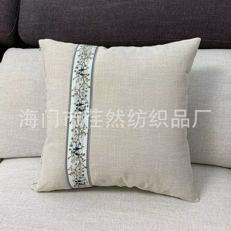新中式靠枕亚麻靠垫抱枕套沙发客厅靠背护腰靠背垫椅子靠枕含芯