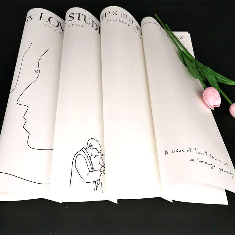 鲜花包装纸女神节情人节英文珠光膜花束玫瑰韩式花艺网红简约