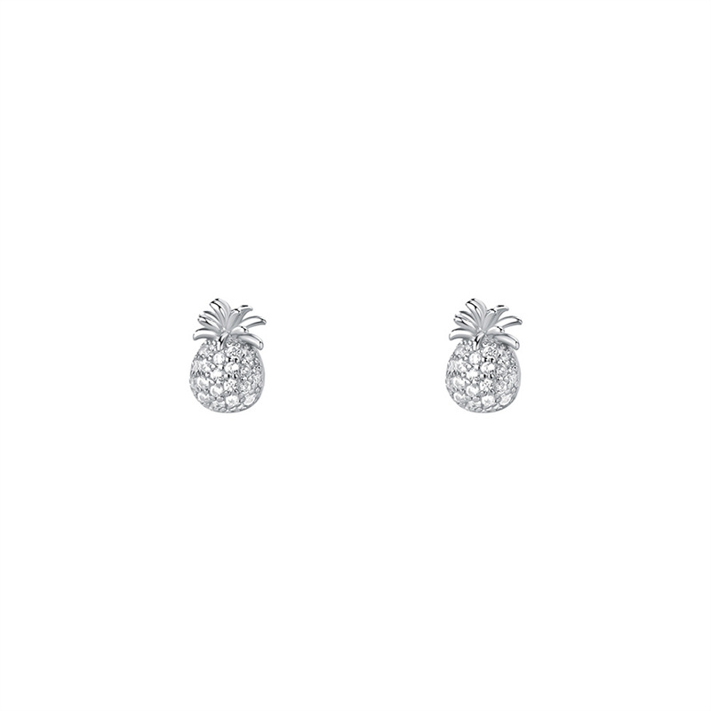S reines Silber Ananas Obst Ohrringe für Mädchen, frischer Stil, leichte Luxus Mode Ohrringe, beste Freundin und Paar_voghion.com