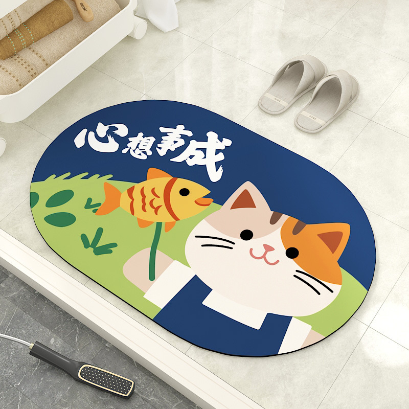 浴室の床マット珪藻泥ソフト吸収性漫画マットトイレ浴室滑り止めマットホームエントリードアマット|undefined