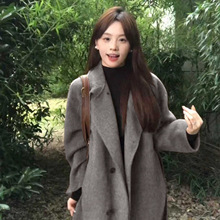 外套女秋冬灰色毛呢大衣2025新款小个子英伦风双面呢子中长款风衣