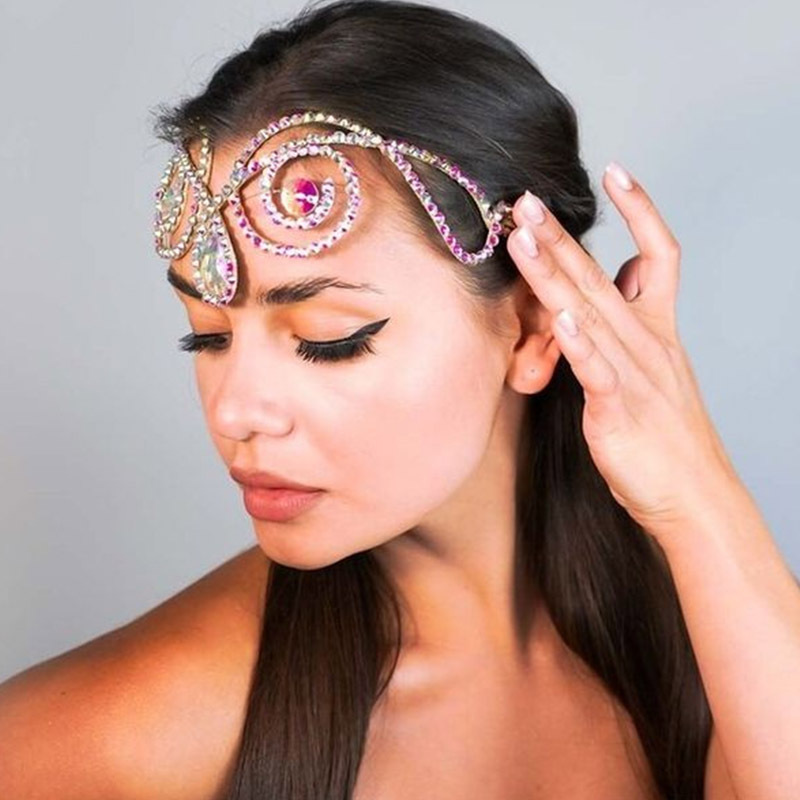 Exótico color gota de agua correa de cabello personalidad diamante bandas de cabello toque de alto nivel accesorios de escenario Headwear