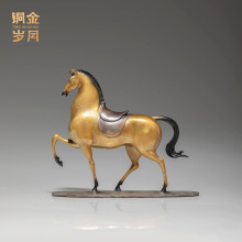 铜艺坊马上金安黄铜马摆件新中式家居客厅玄关全黄铜马摆件装饰品
