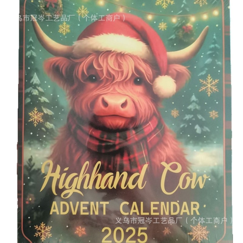 跨境Highland Cow Advent Calendar 2025高地牛圣诞倒计时日历|undefined