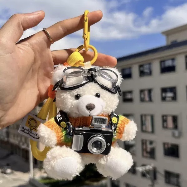 Cámara original oso colgante bolso colgante muñeca de peluche muñeca pareja llavero regalo creativo