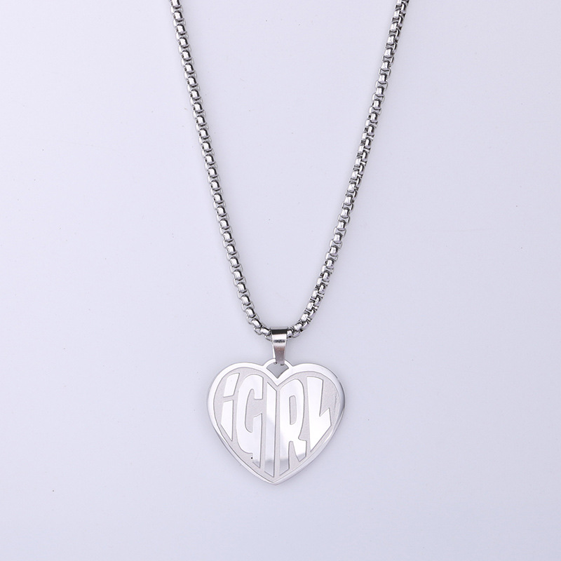 Einfache und coole Mädchenmode herzförmige Buchstabenohrringe Igirl Schlüsselbeinkette Hip-Hop Punk Style Halskette_voghion.com