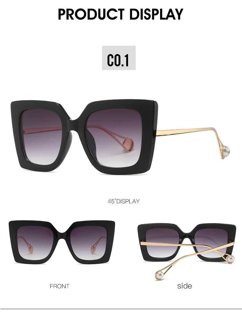 Inlay Design Casual, Simple Style Style Black Color Casual Simple Style Marble Ac UV400 Protection Square Inlay Full Frame Women's Sunglasses