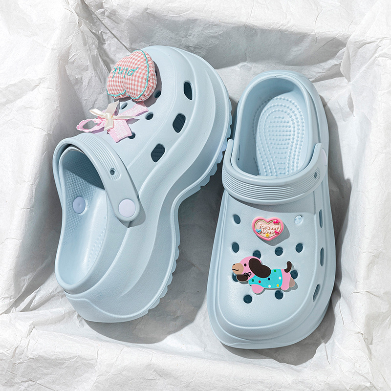 Heart-Shaped Dog Hole Shoes for Women, Outdoor Sandals, Slip-On Beach Shoes, Home Slippers, Women's Closed-Toe Slippers