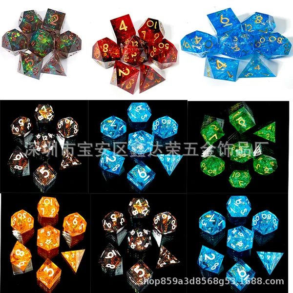 Amazon Sharp Dice DND Dungeons & Dragons Polyhedral Resin Color Board Game TRPG Dice Manufacturer Customized