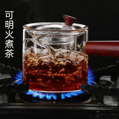 Teapot, teapot, high borosilicate glass teapot, side handle kettle, electric ceramic stove, wooden handle kettle, filter Kung Fu tea set accessories