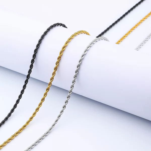 European and American popular titanium steel twist chain men's hip hop chain vacuum color-preserving electroplating chain Women's stainless steel necklace