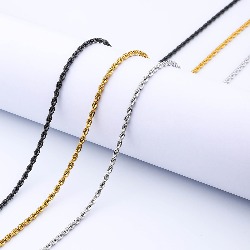 European and American popular titanium steel twist chain men's hip hop chain vacuum color-preserving electroplating chain Women's stainless steel necklace