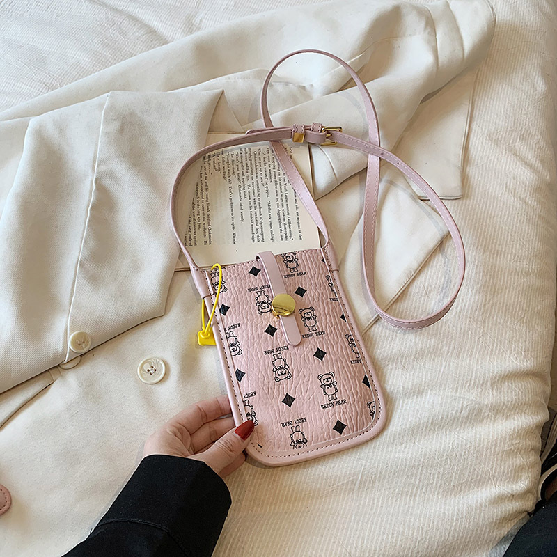 Bolsa de teléfono móvil al por mayor bolsa de mujer nueva bolsa de mensajero de nicho bolsa cuadrada pequeña vertical estilo coreano impreso mini bolsa pequeña Linda
