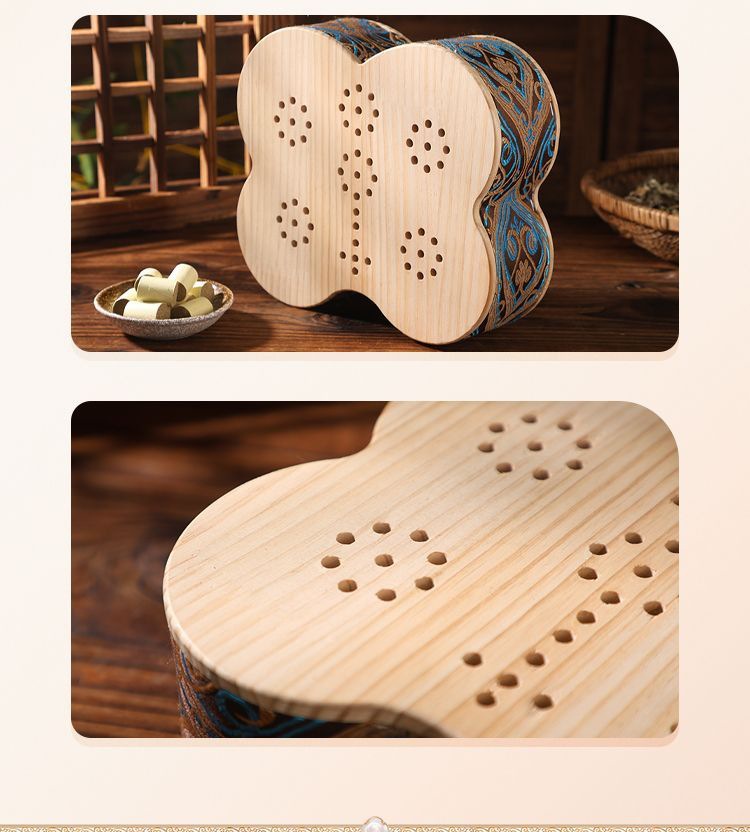 Butterfly Moxibustion Seat Device Wooden Ai Jiu Stool Warmer with Moxa Burner for Home Wellness Sessions in use