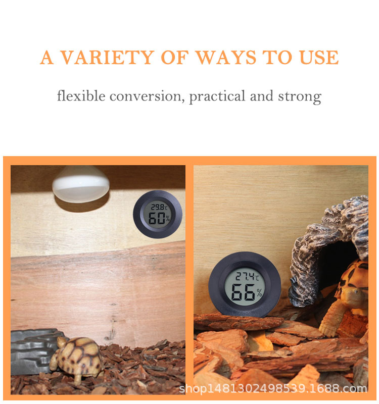 圆形嵌入式电子温湿度计数显温湿度计 爬宠宠物箱用温湿度检测仪