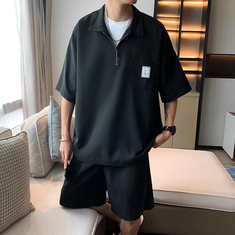 Camisa POLO de manga corta con solapa de verano para hombres, estilo universitario japonés, tendencia juvenil, pareja casual suelta, camiseta