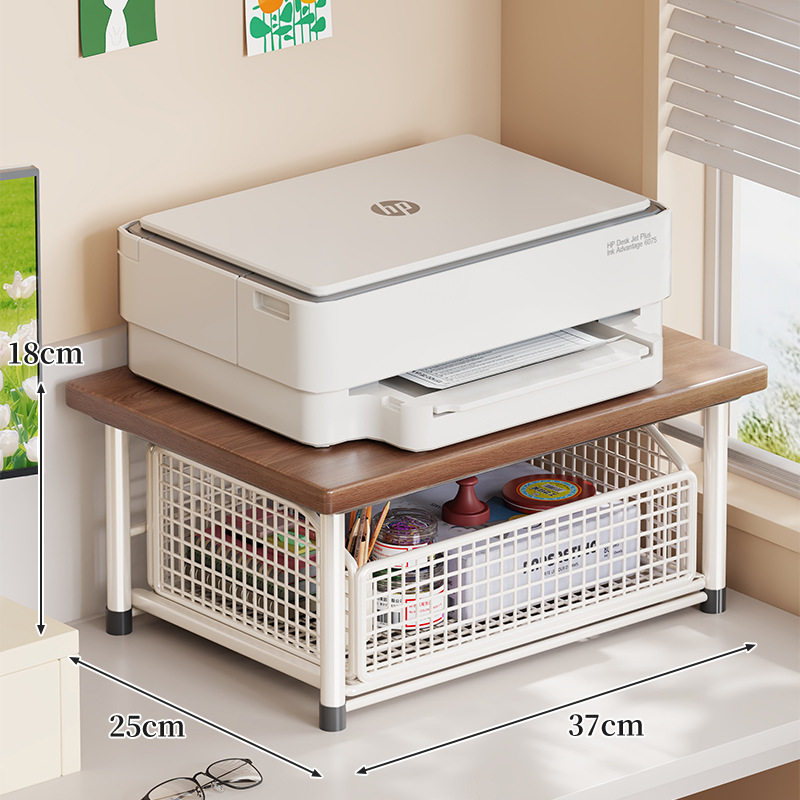 Estante Organizador para Impresora de Hierro y Madera con Cajón para Oficina image 9