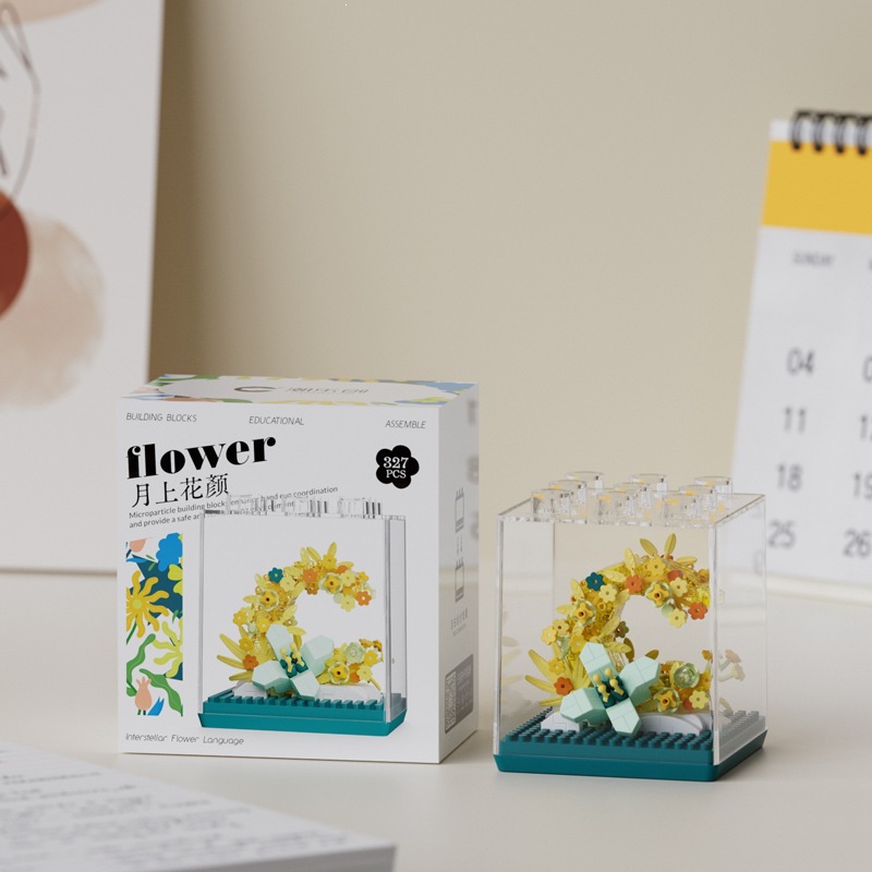 Chao Le Chuang 7345 - 7348 flores interestelares arco iris ramo de flores ensamblaje bloques de construcción juguetes para niños niñas rompecabezas adornos