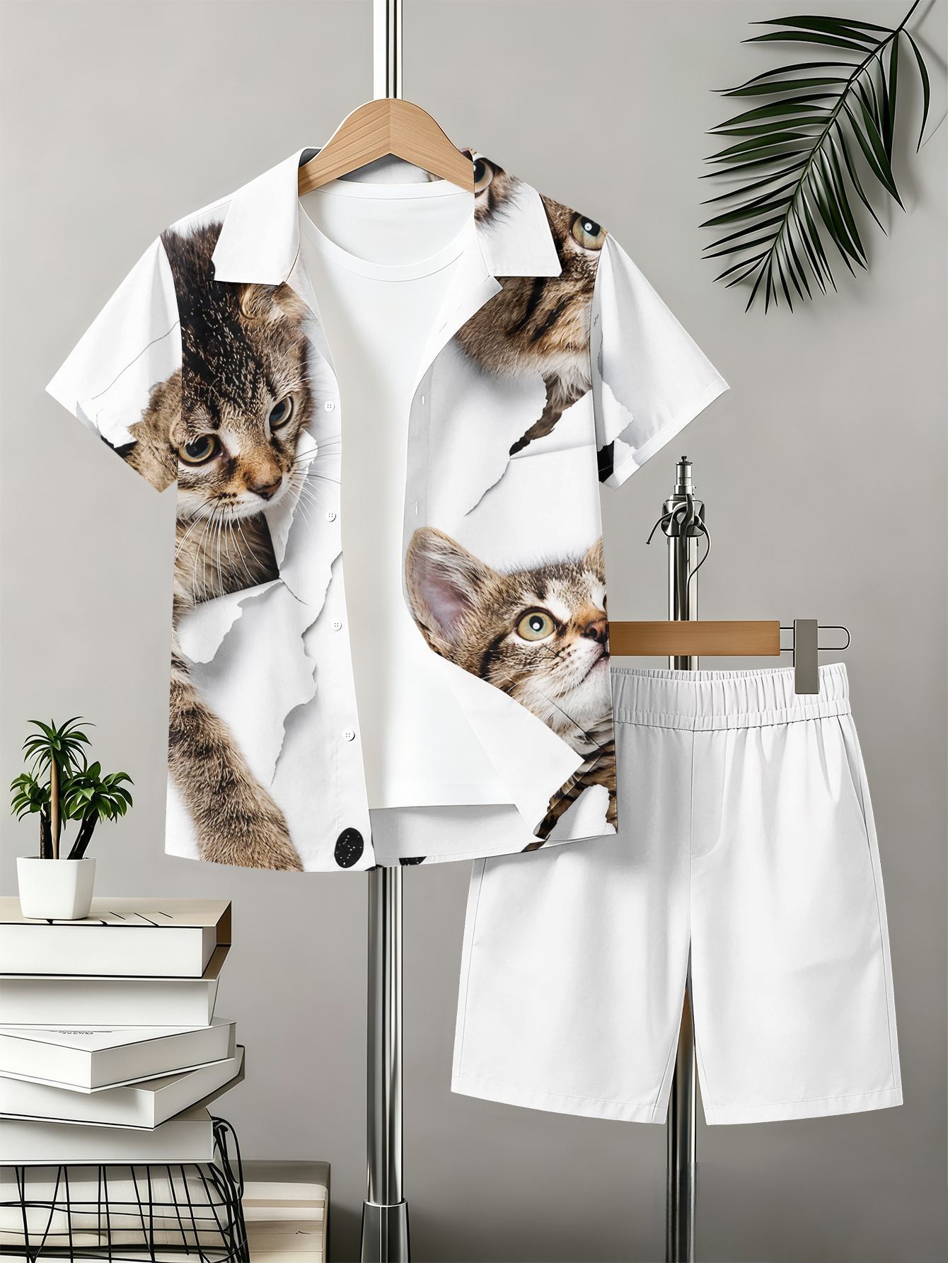 Boys Shirt And Shorts Set With 3d Pattern For Summer Style_voghion.com