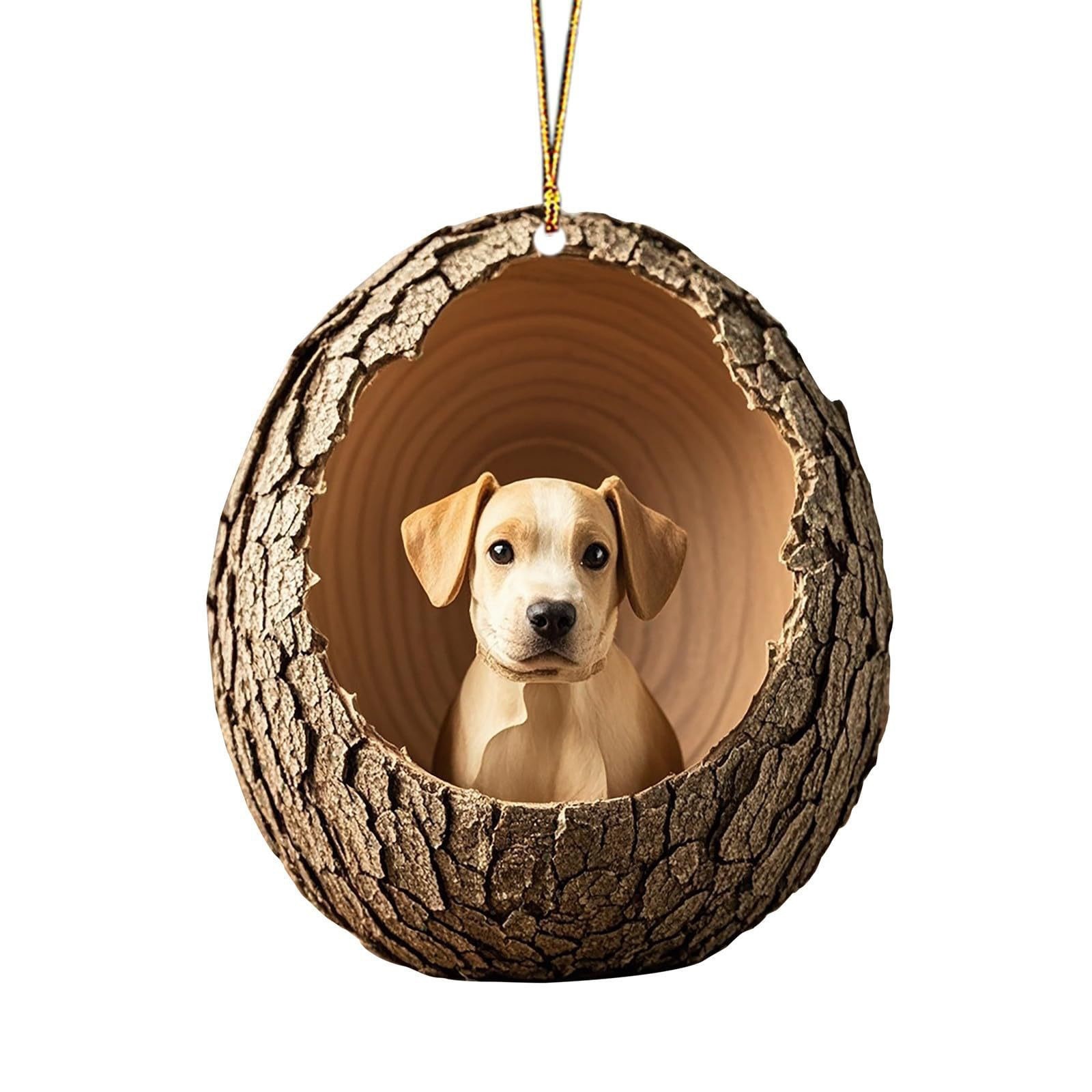 Nuevos búhos transfronterizos perros decoraciones de Navidad colgantes de árbol de Navidad colgantes de impresión plana 2D acrílico