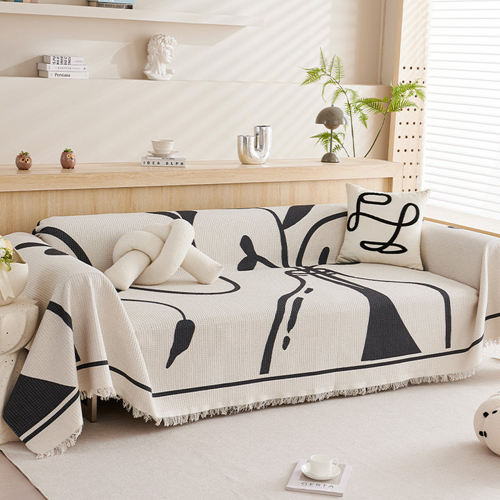 ins simple toalla de sofá cuatro estaciones todo incluido en una pieza de sofá cubierta Waffle impresa cubierta de sofá