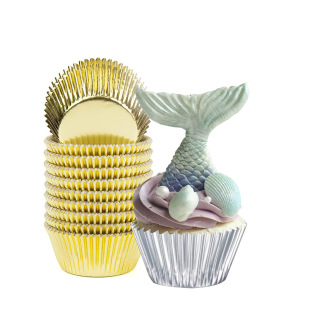 Customized Gold Foil Aluminum Foil Paper Tray for Baking Cakes, Muffin Cups, Snow Meiniang Bread, Oil-Proof, Waterproof and Anti-Stick Paper