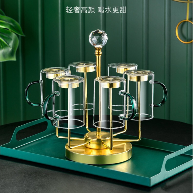 Living Room Hospitality Water Cup suit Household High Temperature Glass Cup with Handle Tea Cup Kettle Household Drinking Cup