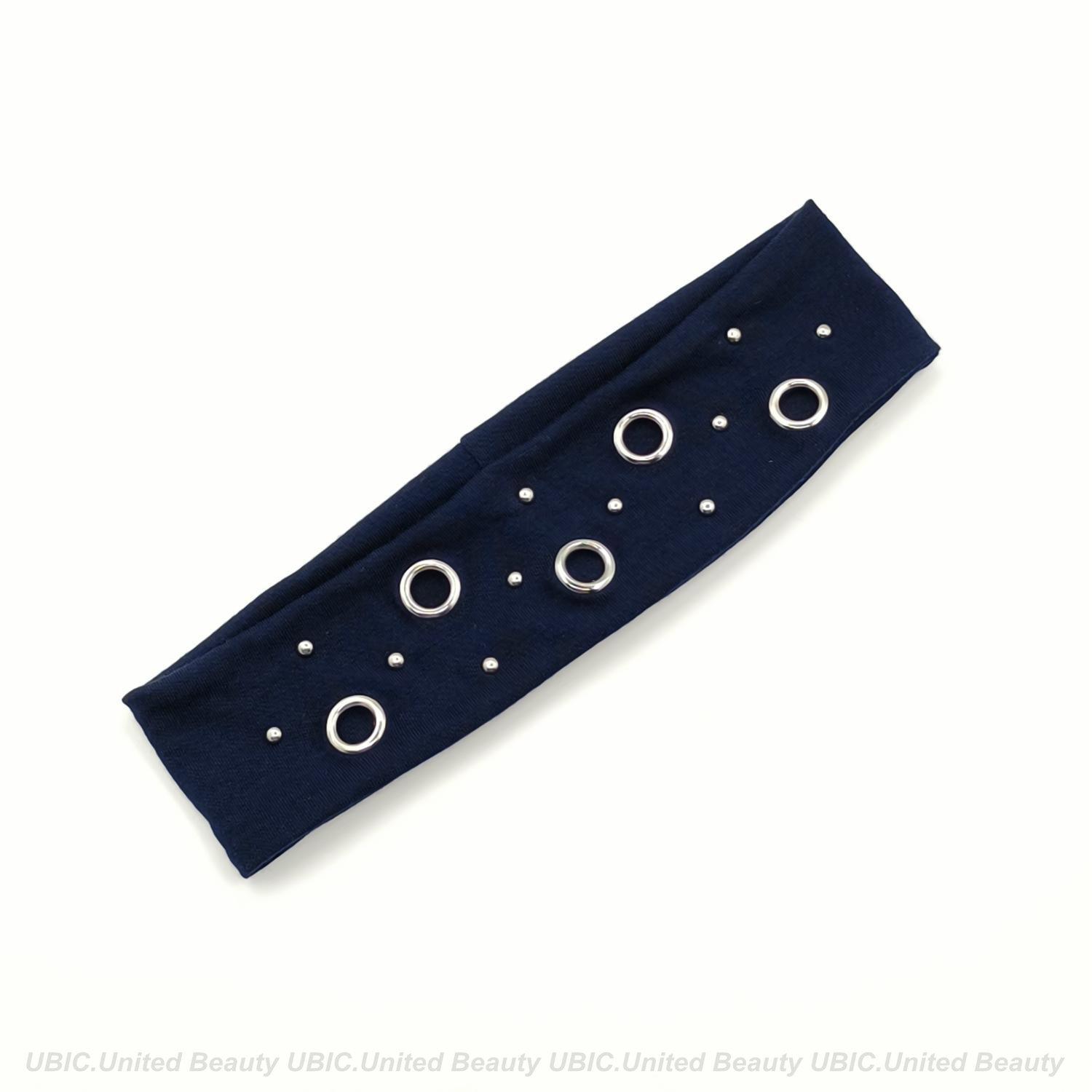 HW250803-44x6cm朋克风5气眼11钉扣头带-IM