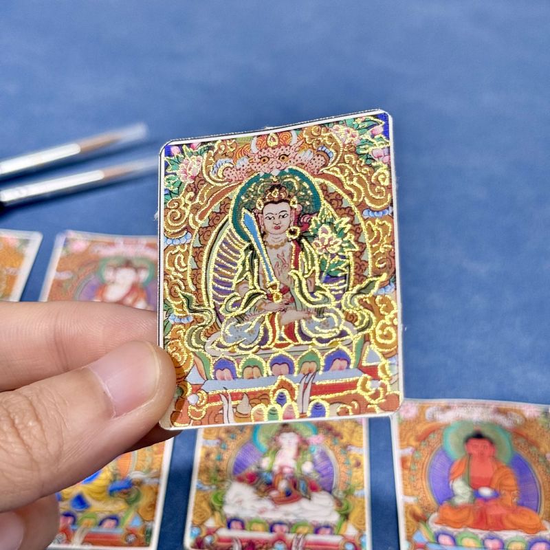 唐卡描金4*5半手绘画芯内心十二生肖八大守护神画布吊坠卡芯|undefined