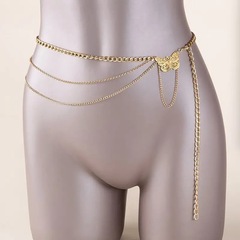 欧米のクロスボーダーの装飾品のファッション的な金属のチェーンのフリンジの蝶の多層の女性の腰のチェーンの復古の個性の体のチェーン