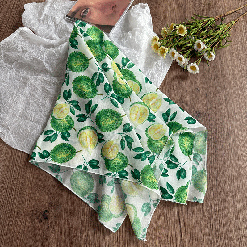 Pañuelo en la cabeza Verano femenino pastoral nuevo estilo floral literario bufanda cuadrada todo fósforo bufanda pequeña bufanda de seda correa para el cabello multifunción accesorios para el cabello