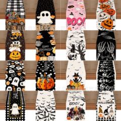 TEMU新型ハロウィーンテーブル旗コウモリ幽霊プリント亜麻材質ハロウィーン客間食卓装飾テーブルクロス