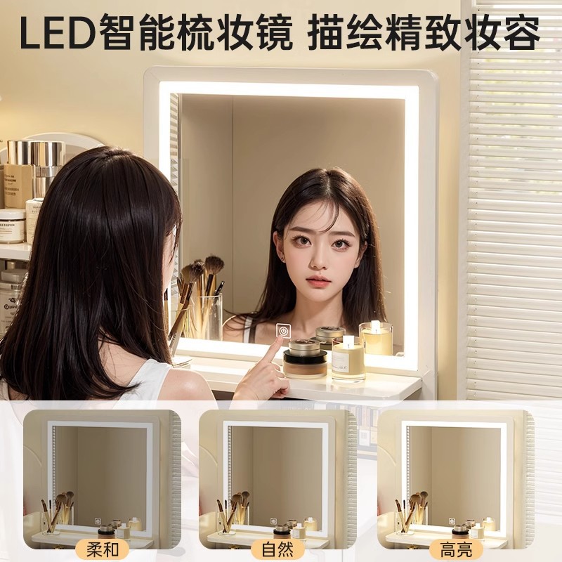 Comodador pequeño dormitorio simple moderno 2 en 1 escritorio mesa de maquillaje 2025 nuevo dormitorio principal espejo comodador