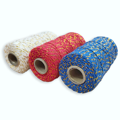 Colored cotton rope with gold thread about 90 meters/roll DIY cotton bundled braided cotton rope, thin rope for wrapping rice dumplings