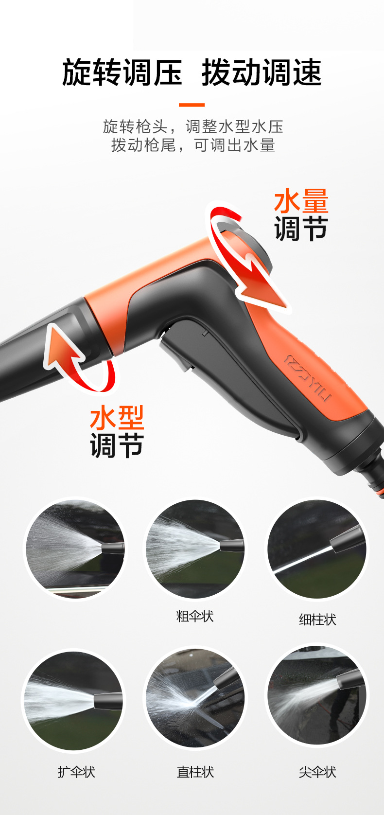 Yili High Pressure Car Washer Water Gun Household Water Gun Connector Car Wash Water Pipe Hose Set Nozzle Watering Tool