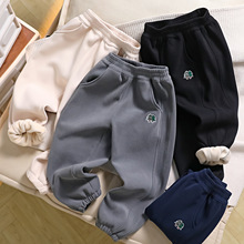 山系小树儿童加绒裤侧边麻丝线装饰 秋冬保暖工厂批发S男童运动裤